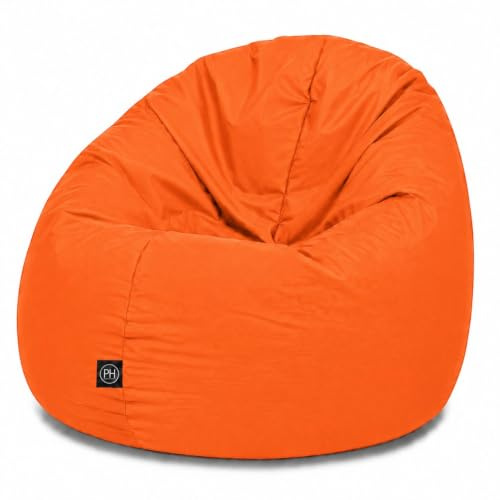 PATCH HOME Kinder Sitzsack Bodenkissen – 2-in-1 Sitz- & Liegekissen, Oxford-Stoff mit Reißverschluss, mit Styropor gefüllt – für Kleinkinder bis 5 Jahre, Indoor & Outdoor (Orange, Ø 100cm)