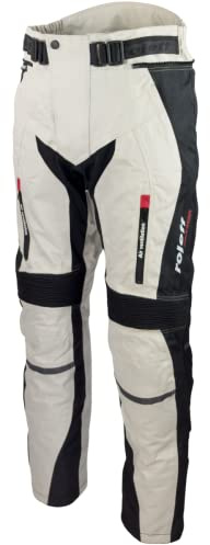 Roleff Helle Motorradhose für Sommer und Winter | XS-7XL | in Schwarz, Grau mit Protektoren, Belüftungssystem und herausnehmbarem Thermofutter für Motorradfahrer, Herren, Unisex