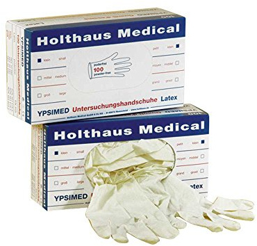 Holthaus Medical 100x YPSIMED Latexhandschuhe Einmal- Untersuchungshandschuhe, puderfrei, Gr. S