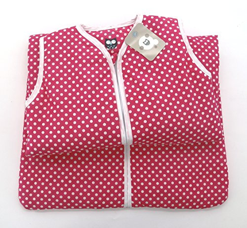 Fashion&Joy Baby Schlafsack aus 100% Baumwolle Punkte in pink 90 cm Babyschlafsack Mädchen leicht gefüttert atmungsaktiv Ganzjahres-Schlafsack Kleinkind rosa Dots Typ373