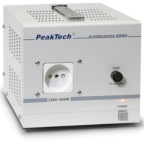 PeakTech 2240 - Transformador de Aislamiento, Dispositivo de Medición, Toroidal, Galvánico, Clase de Protección 1, Uso Móvil, Voltaje de Entrada 230 V, Potencia de Salida 500 W - 160 x 125 x 235 mm