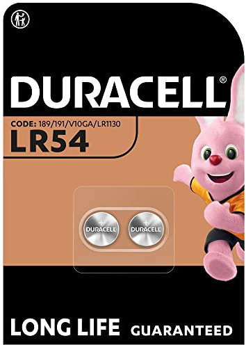 DURACELL LR54 Piles alcalines spéciales 1,5V (189/LR1130) (Lot de 2) – Longue durée – Pour thermomètres, calculatrices, montres, appareils médicaux – Conservation 5 ans garantie–Prévention des fuites
