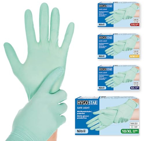 FRANZ MENSCH Hygostar Safe Light - Guantes de nitrilo (talla XL), color verde