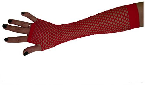 Tamiso 1 Paar Netzhandschuhe - Farbe: rot - Länge: lang (bis zum Ellenbogen) - trendige Maschenhandschuhe, lange Ausführung