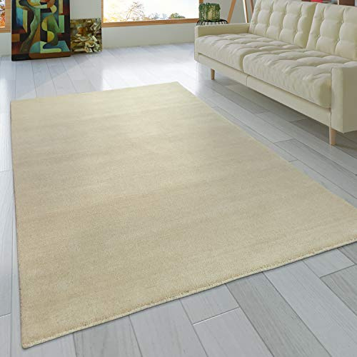 Paco Home Teppich Wohnzimmer Schlafzimmer Kurzflor Naturfaser Einfarbig Handgearbeitet Gabbeh Moderne Deko, Grösse:160x230 cm, Farbe:Creme