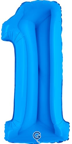 Grabo XXL Riesen Zahlen Folienballon 102 cm (40) – Perfekte Deko für Geburtstage, Jubiläen & Feiern – Happy Birthday Party-Highlight - für Helium und Luft! Wiederverwendbar! (Blau, 1)