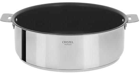 Cristel - S26QMPE- Sauteuse inox 26cm sans poignée amovible - Anti-adhérent Exceliss+ Collection Casteline