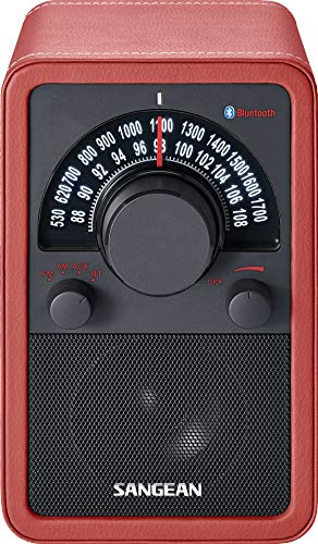 Sangean WR-15 Retro Radio mit FM und AM - Vintage Design - Bluetooth Streaming - Einzigartiges Holzgehäuse - Rot/Schwarz