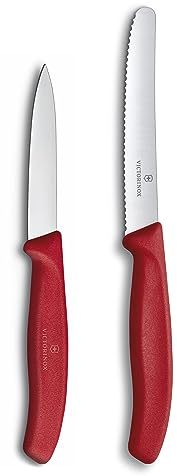 Victorinox Swiss Classic 2 Piece Paring Knife Set, 3.25 Straight and 4.5 Utility, Red