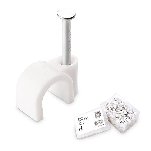 Cable Matters Paquete de 200 Grapas sujetacables de Pared (Clips de Cable Redondos con Clavos, Organizador de Cables) - 7 mm