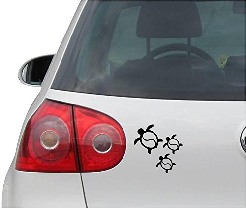 INDIGOS UG Sticker/Decal - JDM - Die cut - Turtle Decal Family (Honu Ohana) Laptop Window Sticker - black - 88mmx88mm - Car Laptop Tuning gift