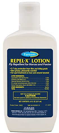 Farnam Repel-X Lotion Fly Repellent for Horses and Ponies, 8 Ounce Lotion
