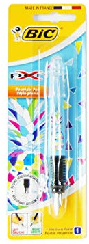 BIC Xpen Nachfüllbarer Füllfederhalter, blaue Tinte, rosa Dekor, 1 Blister + 1 kleine blaue Tintenpatrone