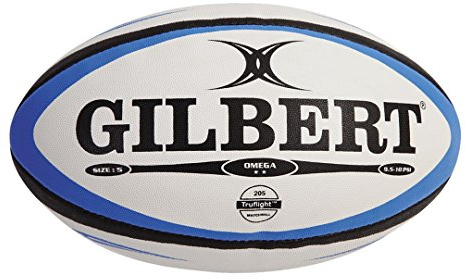 Gilbert Omega Rugby Match Balón, Azul/Negro, 5