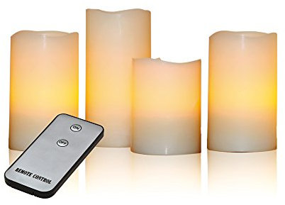 X4-LIFE LED Echtwachskerzen mit Fernbedienung 4er Set - Flackernde Flamme - Stumpenkerzen - inkl. Batterien - 10 cm bis 15 cm