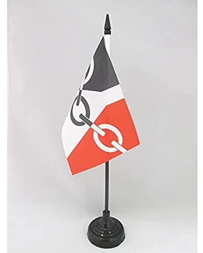 AZ FLAG Black country Table Flag 15x10 cm 100D Polyester Plastic Base | Indoor use 4x6 in desk flag stitched finish with reinforced edges with plastic pole