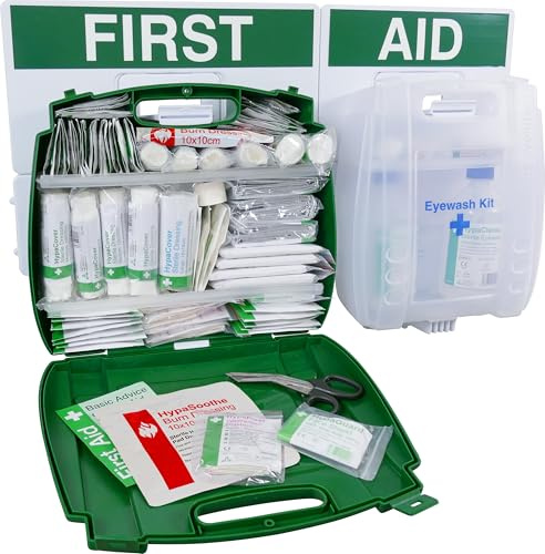 Safety First Aid Group Evolution Eyewash & First Aid Point BS 8599 Compliant, Large Fully Stocked | Large Fully-Stocked with Wall-Mounting Brackets