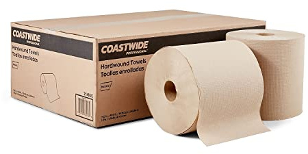 Coastwide Professional Recycled Hardwound Paper Towels, 1-Ply, 800 ft./Roll, 6 Rolls/Carton