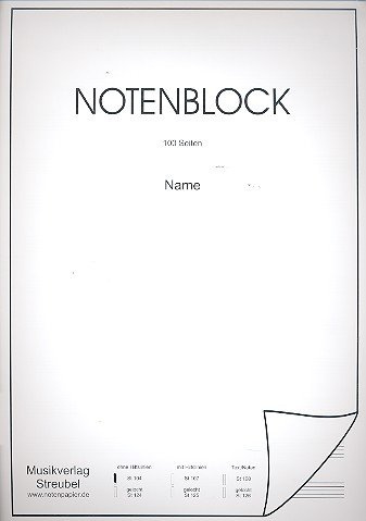 Notenblock 12 Systeme ohne Hilfslinien Din A4, 100 Seiten, 50 Blätter