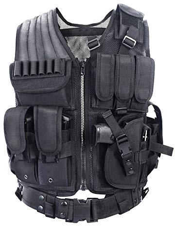 vAv YAKEDA Tactical Vest Outdoor Ultra-Light Breathable Training Airsoft Vest Adjustable for Adults (US, Alpha, One Size, Regular, Regular, Black)