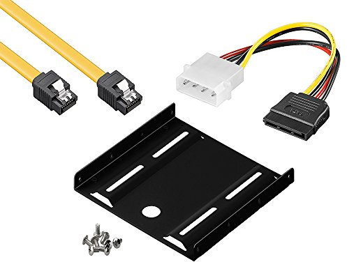 baytronic Mounting kit mounting frame for 2.5 hard drives/SSDs on 3.5 adapter mounting frame bracket rails incl. 50 cm SATA cable + 4pin Sata adapter