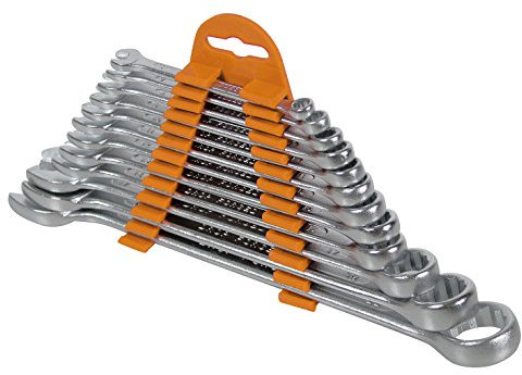 Valex Chiavi Combinate CRV, Set di 12 Pezzi 6-22cm, Supporto in Plastica appendibile