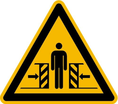 LEMAX® Aufkleber Warnschild, Warnung vor Quetschgefahr W019 DIN EN ISO 7010 Folie selbstkl. gelb/schwarz, 200mm