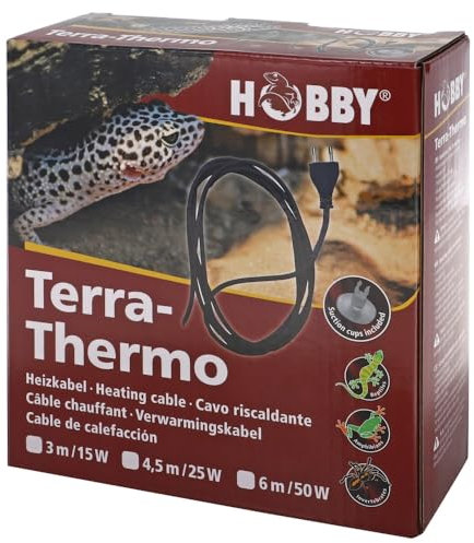 HOBBY Terraristik Terra-Thermo I Heizkabel für Terrarien I 3 m 15 Watt I Wärmekabel zur Temperaturregulierung I doppelt silikonummantelt und wasserdicht I Terrarienheizung für Reptilien und Amphibien