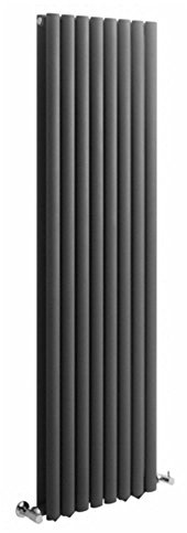 Milano Aruba Anthracite Vertical Double Oval Panel Radiator - 1780mm x 472mm