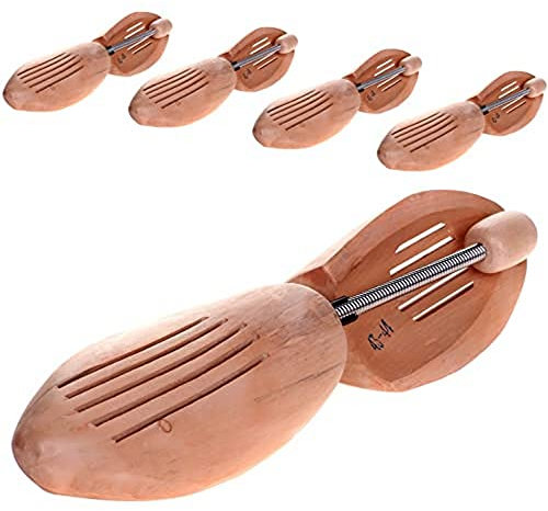HIMRY® 5 Paia | Tendiscarpe in Legno Naturale Unisex, Alberi di Scarpe con Molla a Spirale, Forma per Calzature, Allarga Scarpe di Vero Legno, Taglia 41 - Taglia 42, KXB6001-5x-41