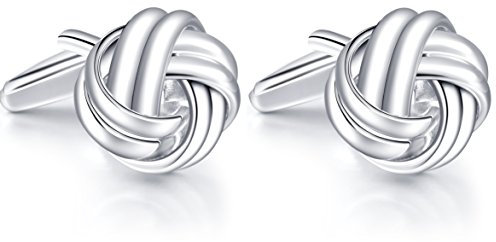 HONEY BEAR Herren Manschettenknöpfe Hochzeit Lieben Knoten Cufflinks (Shinny Silber)