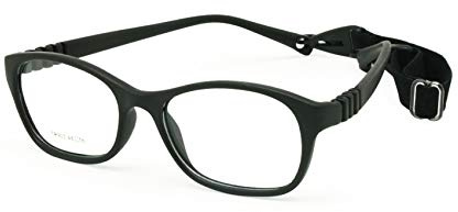 EnzoDate barnens glasögon optisk ram med bälte storlek 48, en bit barnglasögon med flexibelt snöre, inte – flickor, pojkar, glasögon 5–7 år, svart, One size