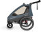 Qeridoo Fahrradanhänger Sportrex 2 Limited Edition Jeans Blue, faltbar, mit 360 Grad drehbaren, luftgefüllten Buggyrad und patentierten Kopfprotektoren, für 2 Kinder