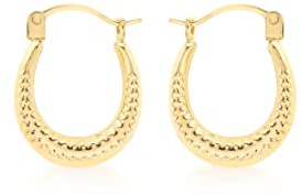 CARISSIMA Women's 9ct Yellow Gold Patterned Creole Earrings