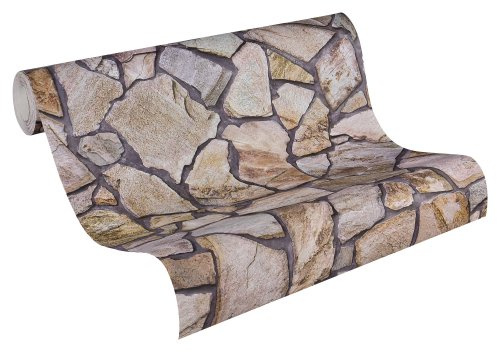 A.S. Creation 927316 Mustertapete in Natursteinoptik Wood`n Stone, beige, braun, grau