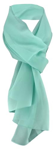 TigerTie Damen Chiffon Halstuch türkis mint Uni Gr. 160 cm x 36 cm - Schal