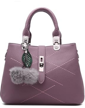 NICOLE & DORIS 2025 Neue Frauen Tasche Damen Leder Handtasche Mode Umhängetasche Mit Pompon abnehmbarem Schultergurt Handtasche Schwarz