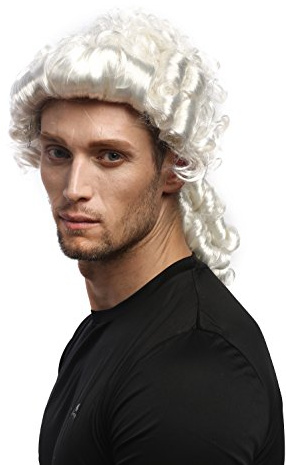 WIG ME UP - 91019-ZA62 Perücke Herren Karneval Halloween Barock Renaissance Weiß Zöpfe Edelmann Adliger Lord