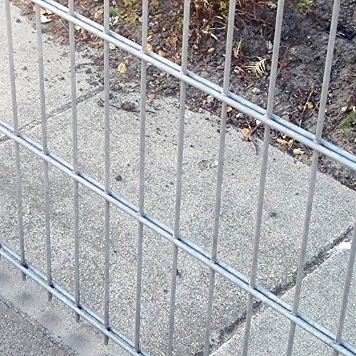 Doppelstab-Mattenzaun Doppelstab Mattenzaun Komplett-Set / Verzinkt / 203cm Hoch / 20m Lang