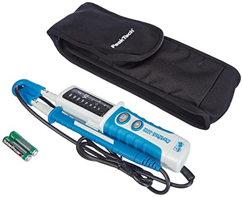PeakTech 1095 – 2-Poliger AC/DC Spannungsprüfer mit LED-Display & Taschenlampe, Staub- & Spritzwasser geschützt (IP64), Gleich- & Wechselspannung, Durchgangsprüfer, Spannungsmesser von 12V - 690V