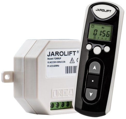 jarolift 1x Funkhandsender Timer 4-Kanal TDRCT 04 Funkfernbedienung mit Zeitschaltuhr, inkl. 4 x Funkempfänger TDRRUP Unterputz-Montage