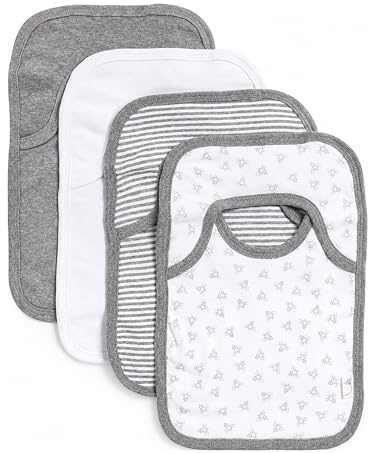 Burt’s Bees Baby Unisex Baby Bibs, Lap-Shoulder Drool Cloths, 100% Organic Cotton with Absorbent Terry Towel Backing Bibs