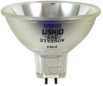 USHIO 1000306 150 WATT, 21 Volts, Base GX5.3, Bulb Finish Clear, Burn Position BD/HZ, Color Temp 3250, Filament CC-6, Halogen Light Bulb, JCR21V-150W, Life 200, Overall Average Length 44.5MM