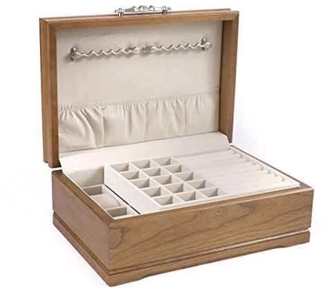 Coffre à bijoux américain Sophistication No. J00W en bois massif de cerisier américain avec finition noyer