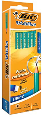 BIC Bleistift Evolution Original 655 HB mit Radierer, Schachtel à 12 Stück, grün