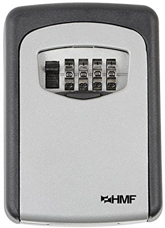 HMF 326-02 Caja de llaves mural con Cerradura de Combinación, 4 cifras, 12,2 x 8,7 x 4 cm, negro