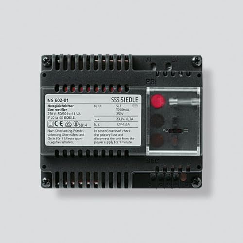 Siedle 2543973 Netzgleichrichter 230 V/50-60 Hz, 12 V AC Ng 602-01 De, Schwarz