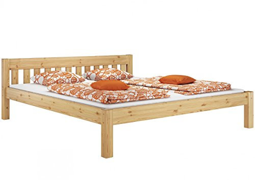 Erst-Holz®Doppelbett Ehebett 180x200 Massivholz Kiefer Natur Kingsize-Bett Rollrost Matratze 60.38-18 M2
