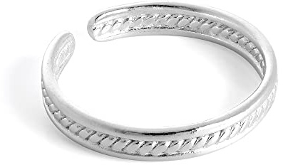 Sterlingsilver ribbad justerbar 3 mm tåring, Sterlingsilver, Enkel