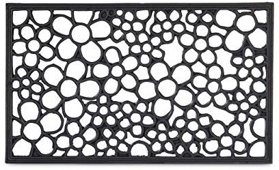 Relaxdays Fußabtreter Gummi mit Blumen als Fußmatte oder Schuhabtreter wetterfest rutschfest mit Spezialnoppen-Profil für Innen- und Außenbereich auch bei Nässe HBT: 0,5 x 75 x 45 cm, schwarz